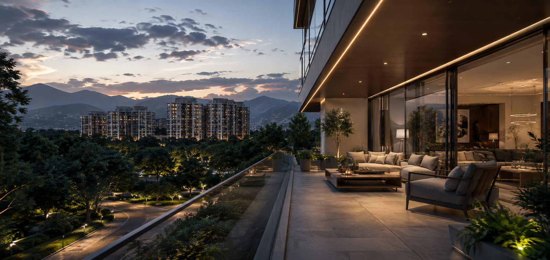 Luxury flat balcony lifestyle in Zirakpur