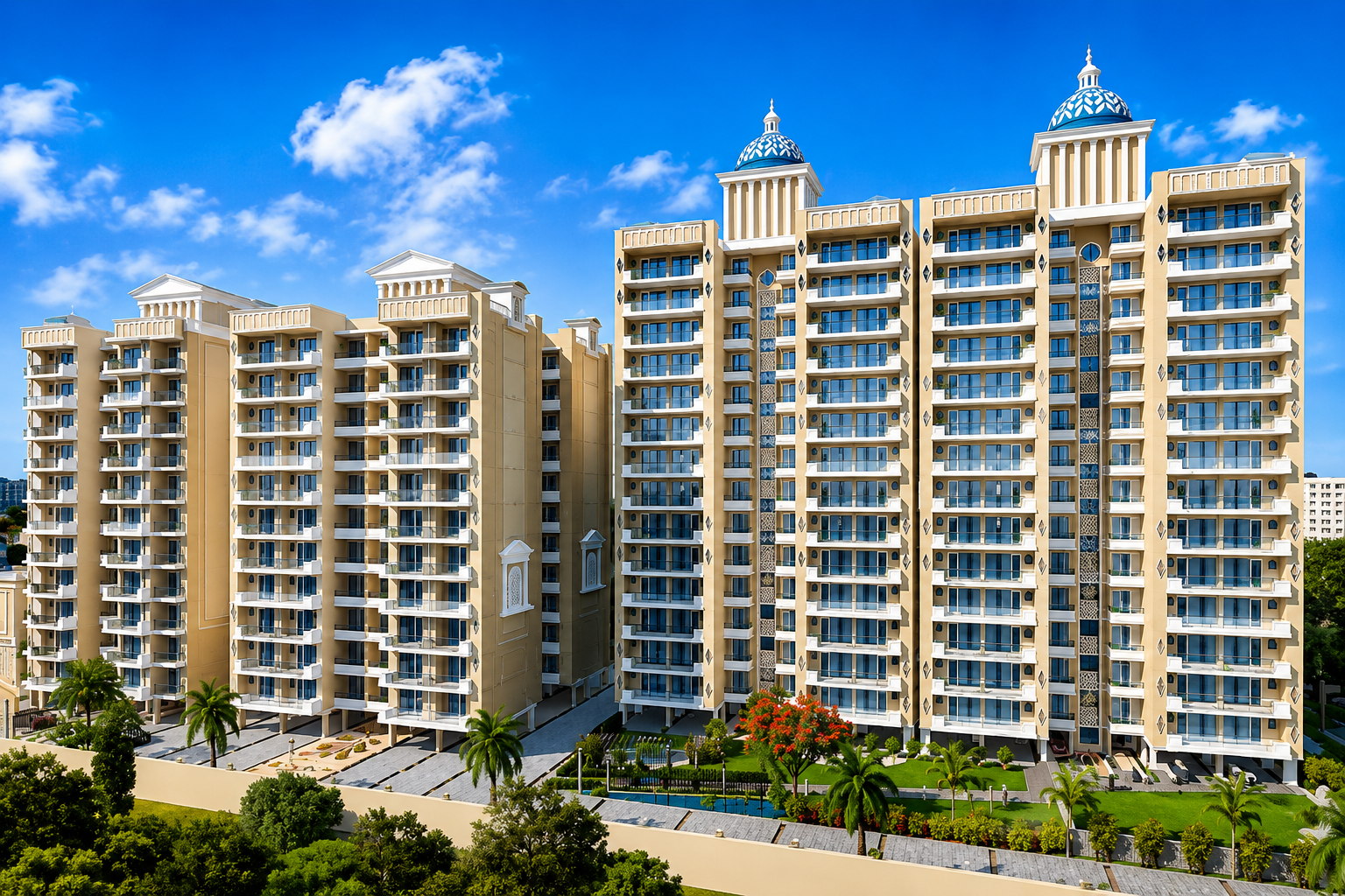 Premium apartment tower facade in Zirakpur